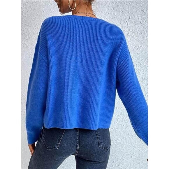 Ribbed Knit Dropped Shoulder Sweater - Picture 3 of 15